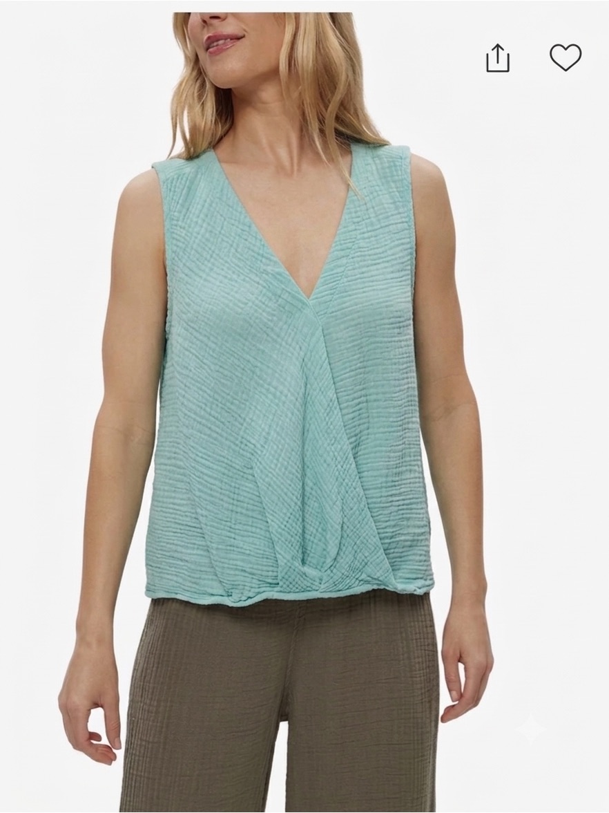 Michael Stars Kate Surplice Tank Light Blue Breezi Resort Beachy , Xs